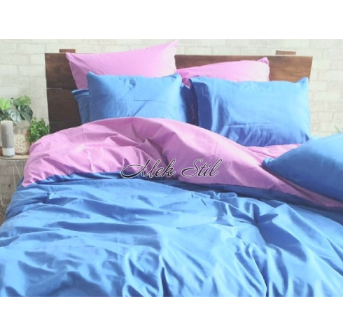Двулицево спално бельо Ранфорс  - розово/ синьо